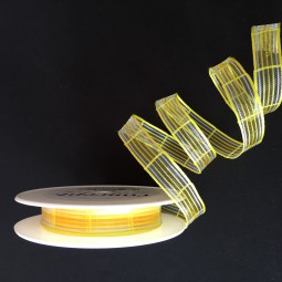 Bonita gelb weiss Streifenmotiv mit Drahtkante 15 mm 20 m