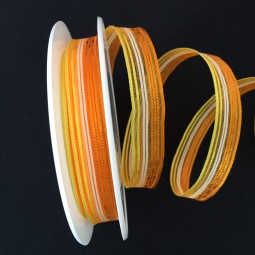 Andressa orange gelb Streifenmotiv mit Drahtkante 15 mm 20 m