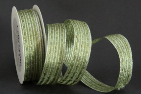 Spirit grün silber mit Drahtkante 25 mm 20 m