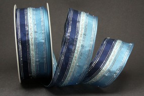 Impalla blau silber mit Drahtkante 40 mm 20 m