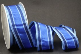 Kira blau mit Drahtkante 40 mm 20 m