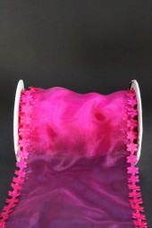 Flower Organza Tischband pink 120 mm 5 m