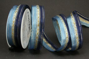 Impalla blau silber mit Drahtkante 25 mm 15 m