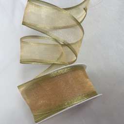 Amaron gold transparent mit Goldrand 40 mm 20 m mit Drahtkante