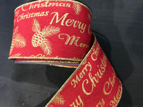Merry Christmas Tischband rot gold 60 mm 10 Meter