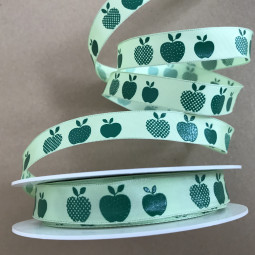 Green apple hellgrün Printmotiv Apfel grün mit Drahtkante 15 mm 25 m