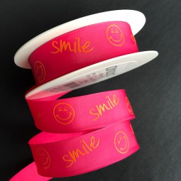 Smile pink Textdruck smile orange mit Drahtkante 25 mm 25 m