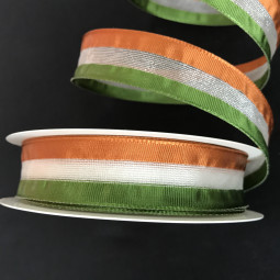 Tripple Stripes braun grün weiss mit Drahtkante 25 mm 25 m