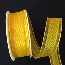 Mia gelb transparent mit Drahtkante 25 mm 20 m