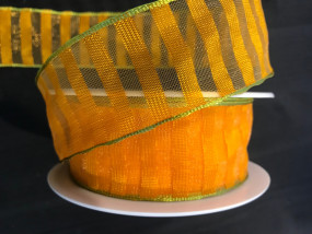 Marcie orange Rand hellgrün mit Drahtkante 40 mm 20 m